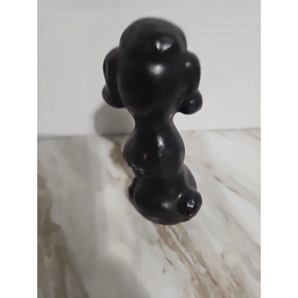 Vintage Black Poodle Dog Coal Halloween Figurine Googly Eyes Decor Puppy